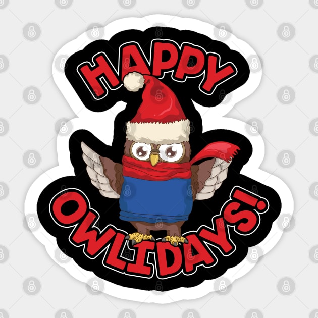 Happy Owlidays! Funny Owl santa Sticker by savariya